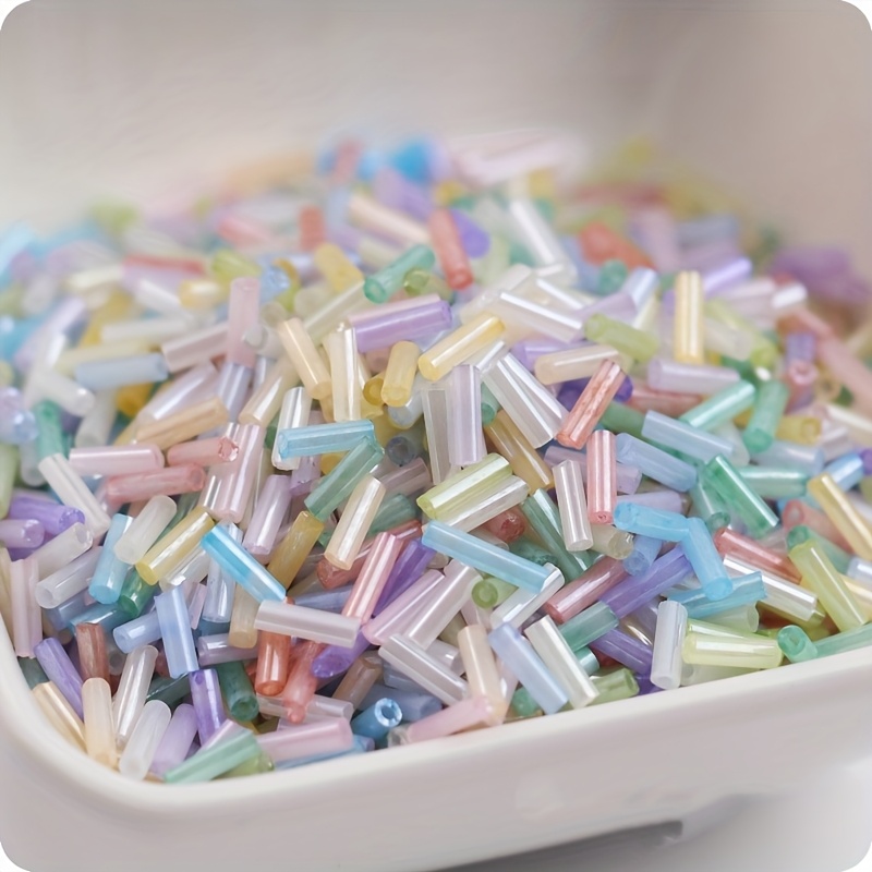 360pcs Cream Colored Glass Tube Beads for DIY Jewelry Making